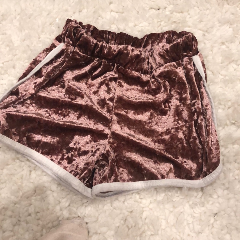 Pink velvet shorts from shein